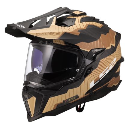 Kaciga LS2 Enduro MX701 EXPLORER CARBON TRICK braon zlatna