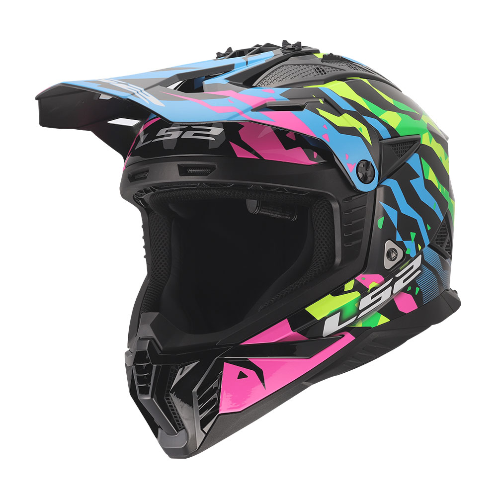 Kaciga LS2 Cross MX708 FAST II GROTESK plavo rozo zelena Kaciga LS2 Cross MX708 FAST II GROTESK plavo rozo zelena