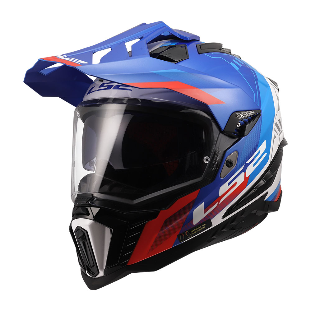 Kaciga LS2 Enduro MX701 EXPLORER HEXA belo plavo crvena Kaciga LS2 Enduro MX701 EXPLORER HEXA belo plavo crvena