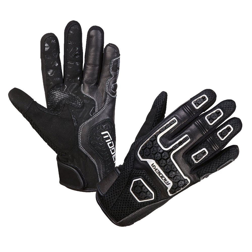 116f1493-1686-4248-a959-a5e027f37dd6 Rukavice DRACON MESH kožne crno bele MODEKA